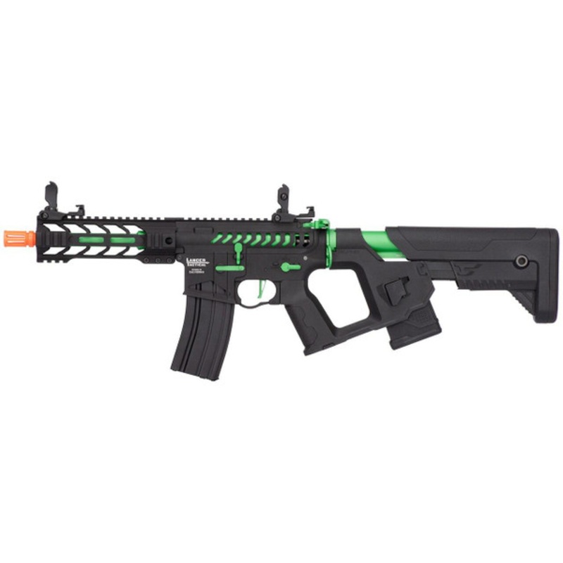 Lancer Tactical Enforcer Series BATTLE HAWK 7 Skeleton AEG Airsoft Rifle, Black/Green