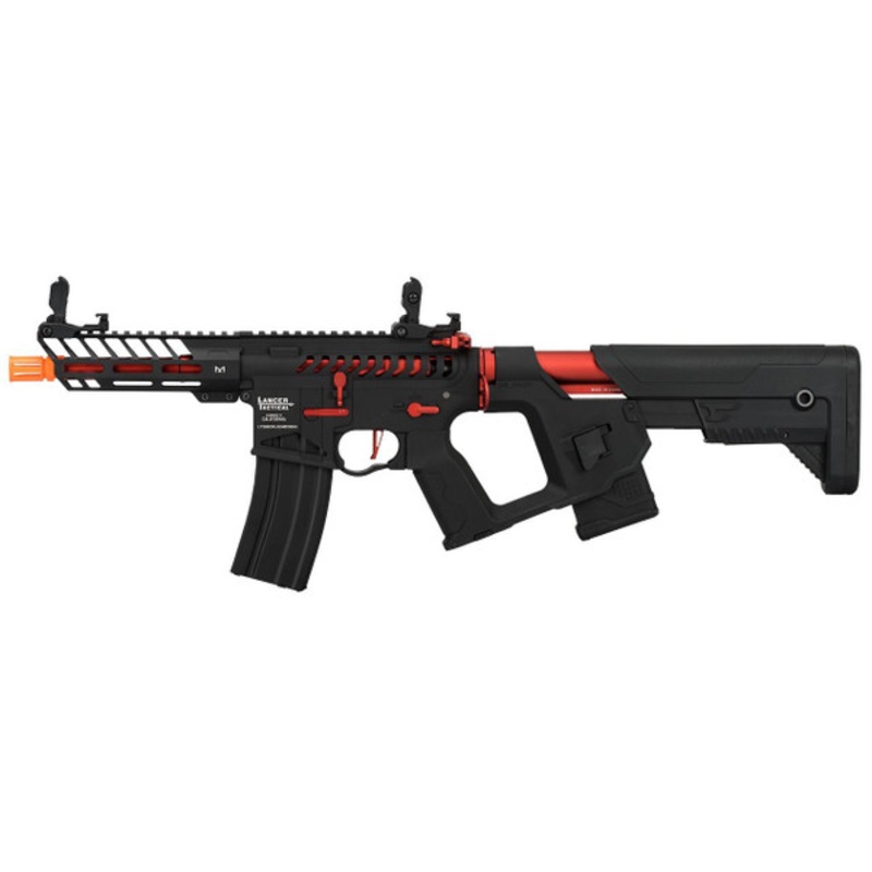 Lancer Tactical Enforcer Series NEEDLETAIL Skeleton ProLine AEG Airsoft Rifle, Black/Red