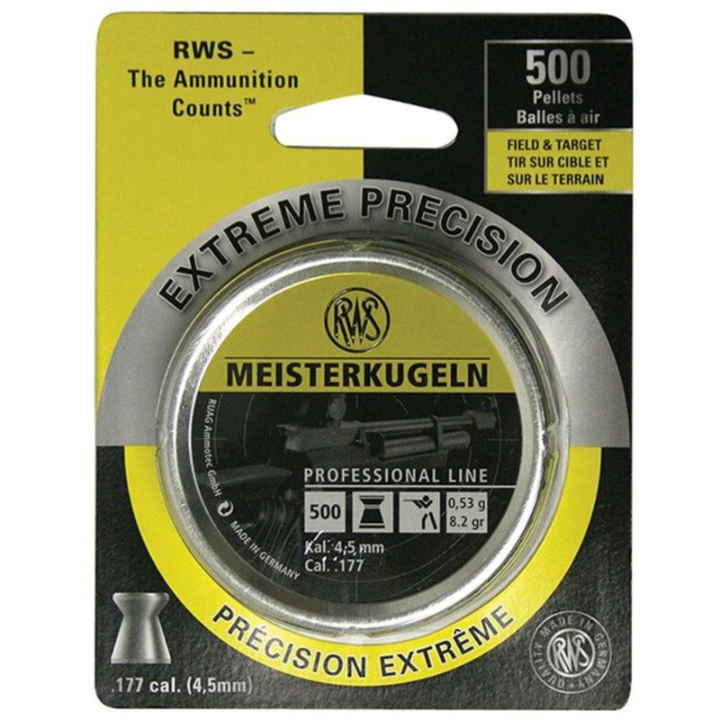 UMAREX RWS Meisterkugeln Professional Line .177 Cal. 500 Count Wadcutter Pellets, 8.2 Grains