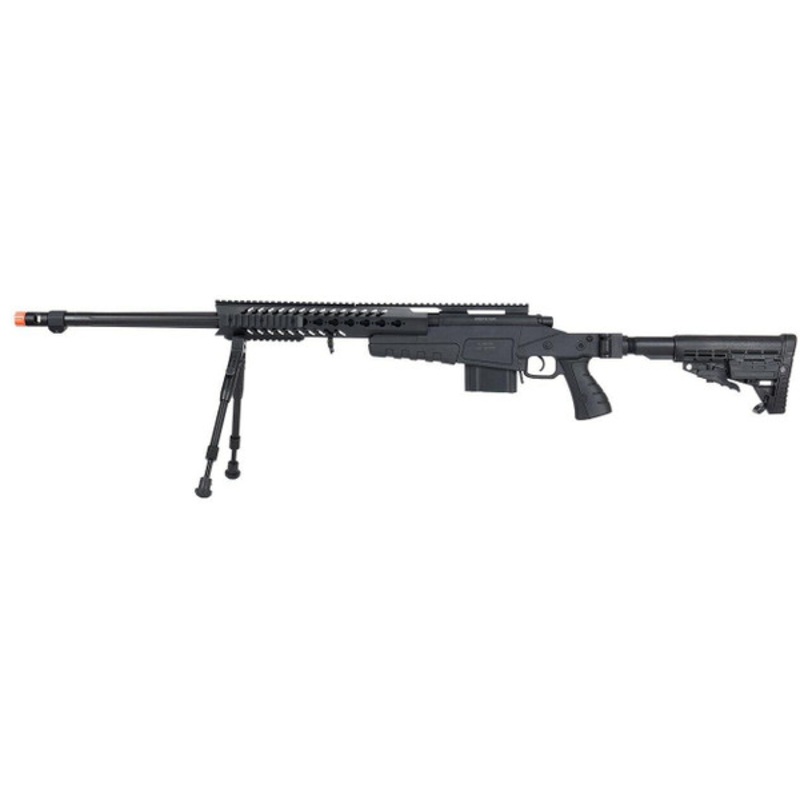 WellFire MB4418-1 Bolt Action Airsoft Sniper Rifle w/ Bipod, Black
