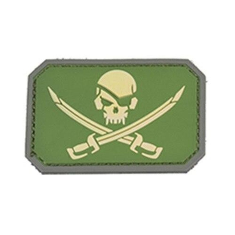 Pirate Cutlass PVC Patch, Green & Yellow