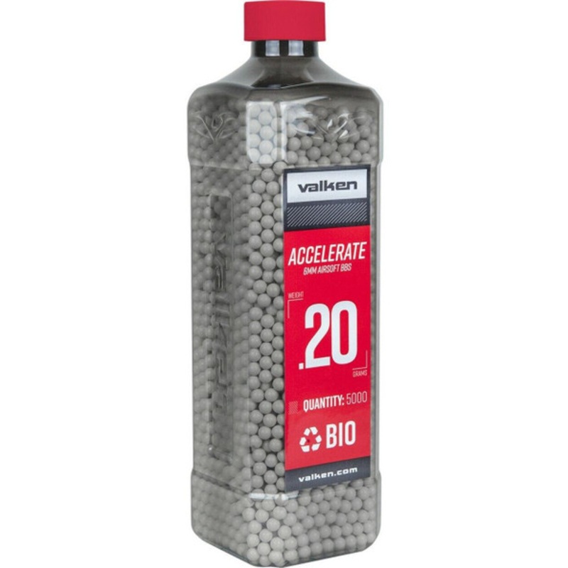 Valken Accelerate 0.20g BBs, 5000 CT., White, Bio