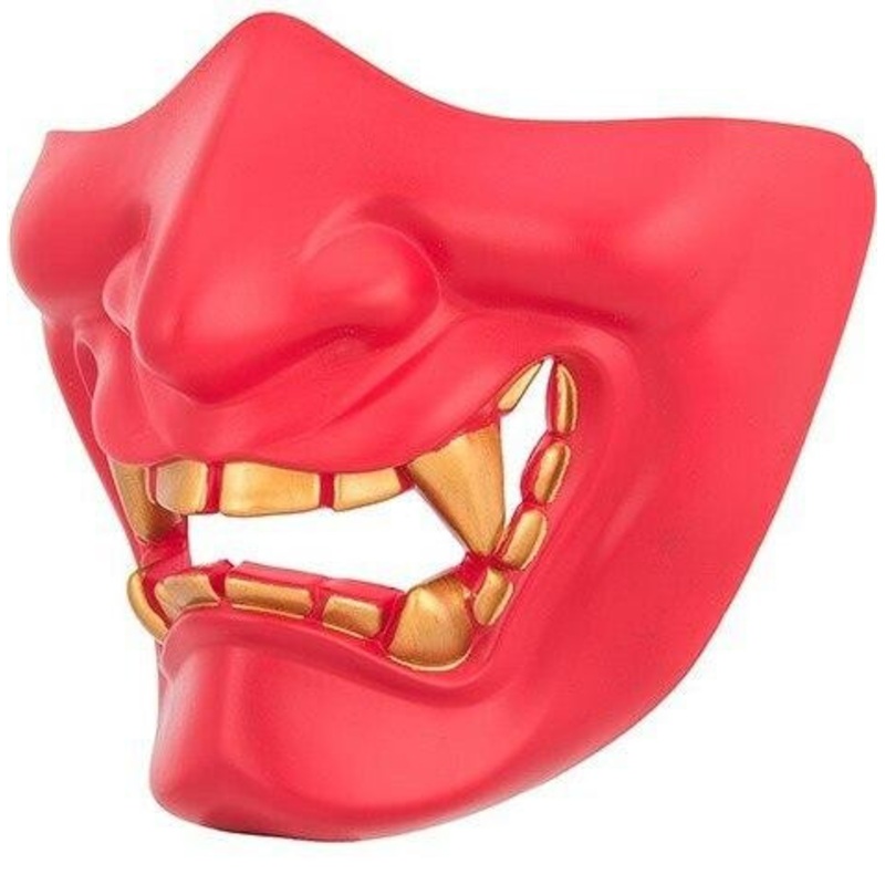 Yokai Ogre Padded Polymer Lower Face Mask, Red