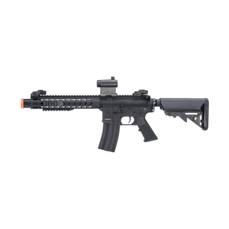 Colt Licensed Elite Line Keymod 10 w/ Muzzle Booster M4 AEG Airsoft Rifle by Cybergun, Black