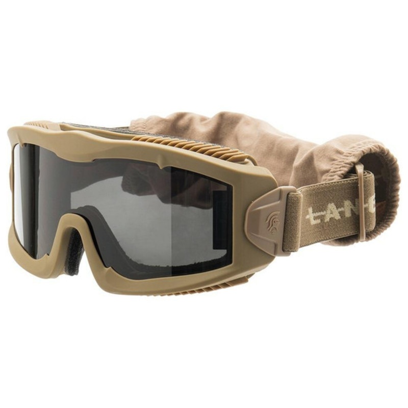 Lancer Tactical AERO Series Dual Pane Airsoft Goggles, Tan w/ Smoked Lens