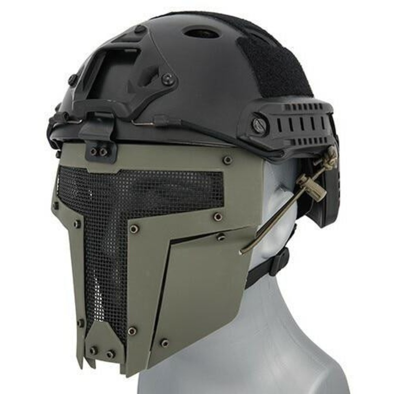 Mesh Mask Face Shield for Airsoft Helmet Systems, OD Green