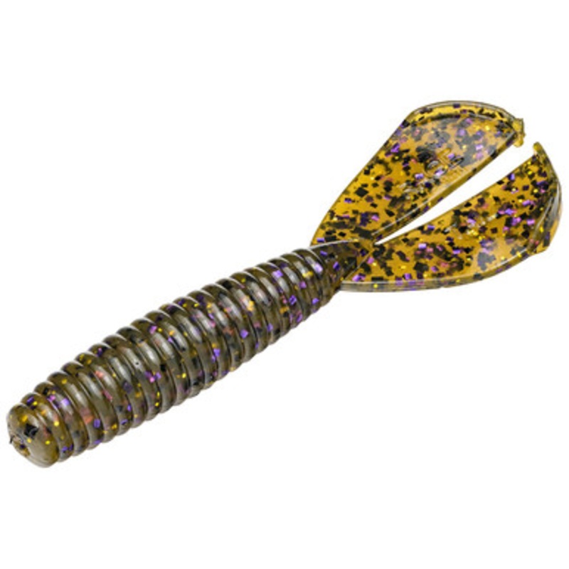 Strike King Rage Twin Tail Baby Menace Grub – Green Pumpkin Purple & Gold