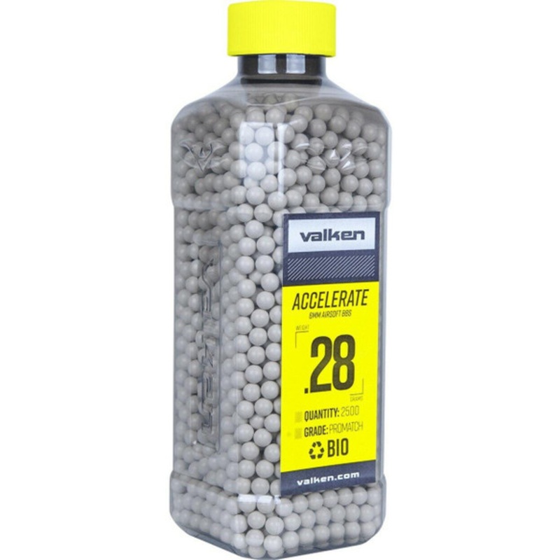 Valken Accelerate 0.28g BBs, 2500 CT., White, Bio
