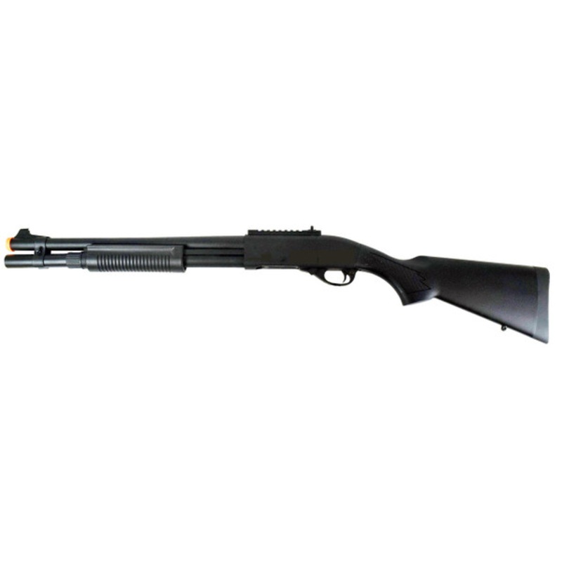 GE Full Metal Tri-Burst Long Barrel w/ Full Stock Airsoft Shotgun, Black