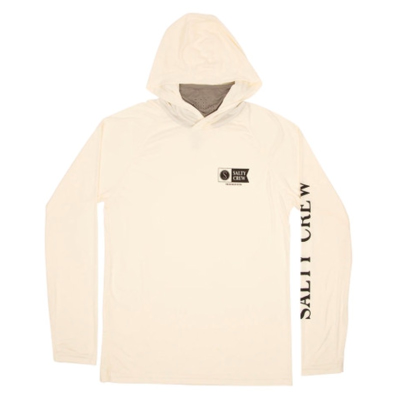 Salty Crew Alpha Pinnacle Tech Hood Shirt – Bone  – M