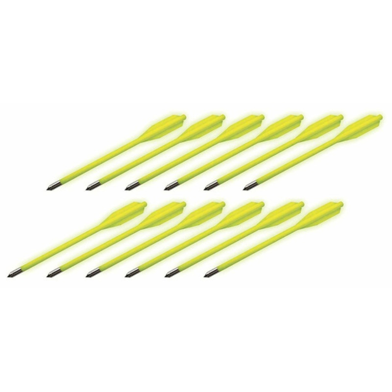 BOLT Crossbows Glow In The Dark Plastic Bolts, 12-Pack