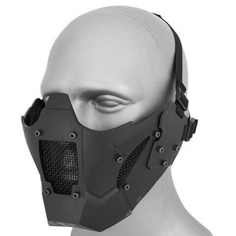 Mesh & Polymer Retro Mecha Lower Face Protection System, Black