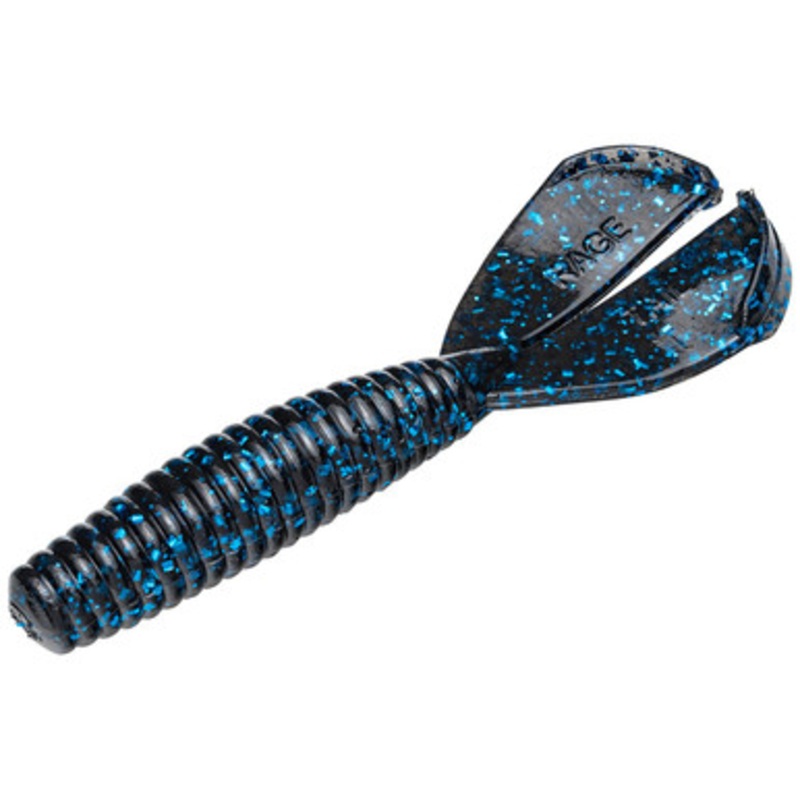 Strike King Rage Twin Tail Baby Menace Grub – Black Blue Flake