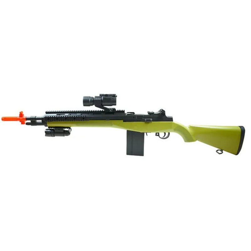 AGM M14 SoCom Spring Airsoft Rifle w/ Red Dot Scope & Flashlight, Green