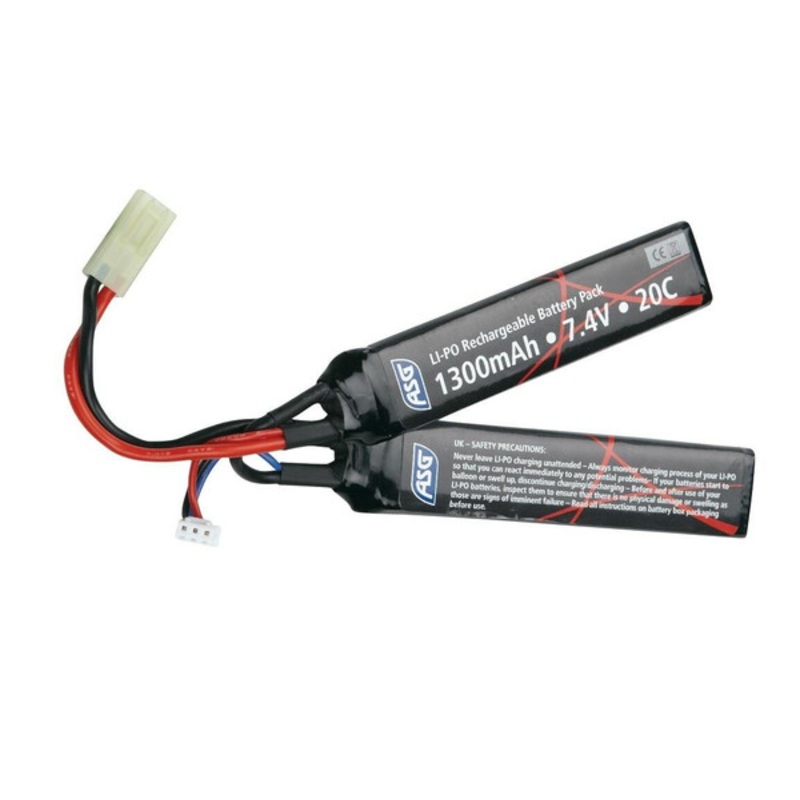 ASG 7.4v 1300mAh LiPO Battery, Mini Tamiya