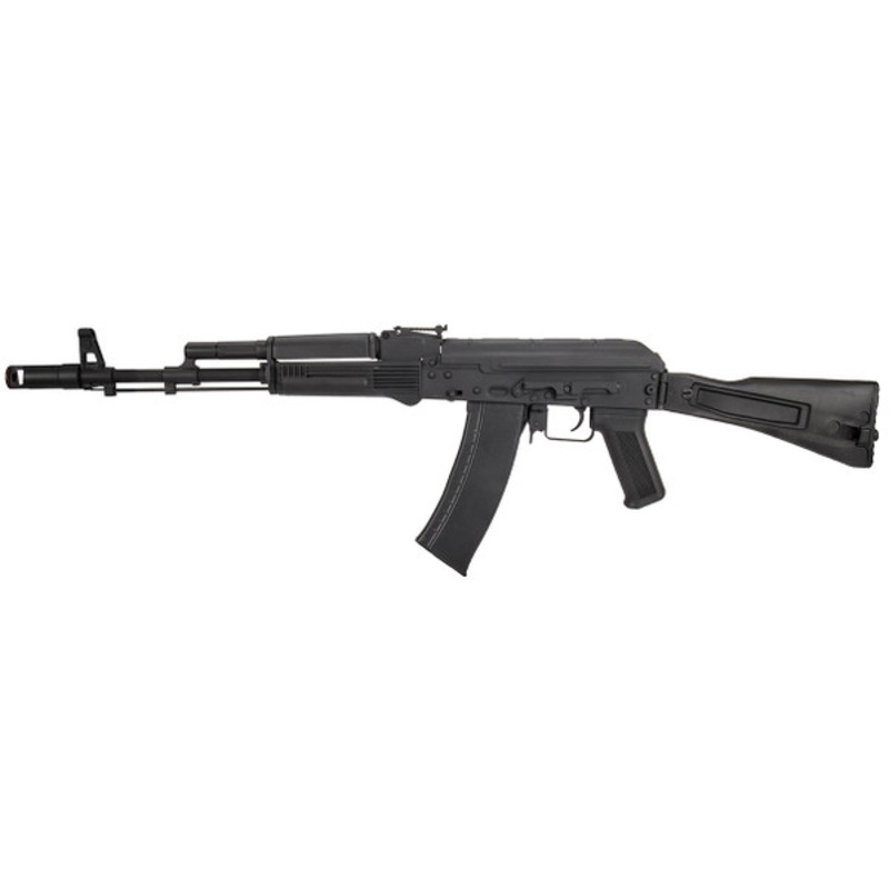 Lancer Tactical AK-74M AEG Airsoft Rifle, Metal Body, Foldable Stock, Black