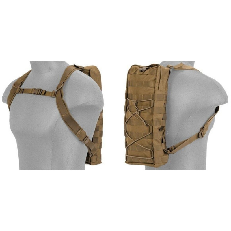 Lancer Tactical Nylon MOLLE Attachable Hydration Backpack, Tan