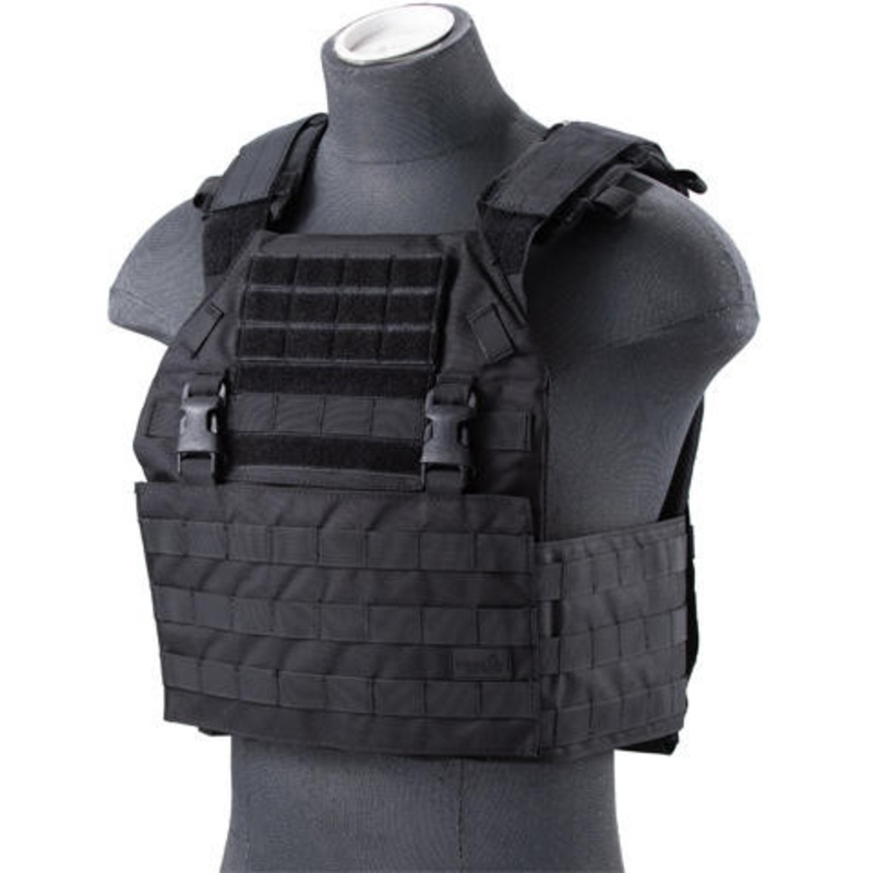 Lancer Tactical Vest with Molle Webbing and Detachable Buckles, Black