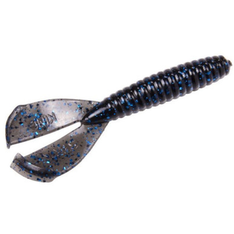 Strike King Rage Twin Tail Menace Grub – Black Blue Flake