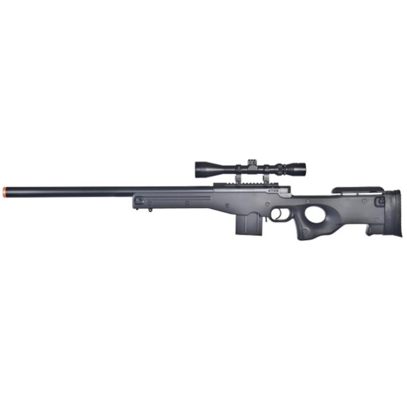 WELL L96 AWS Bolt Action Airsoft Rifle with Scope, Black