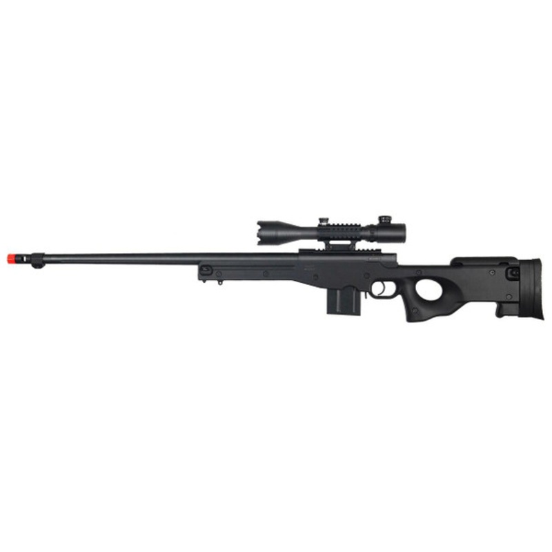 WellFire MK96 Bolt Action Airsoft Sniper Rifle w/ Fluted Barrel & Scope, Black