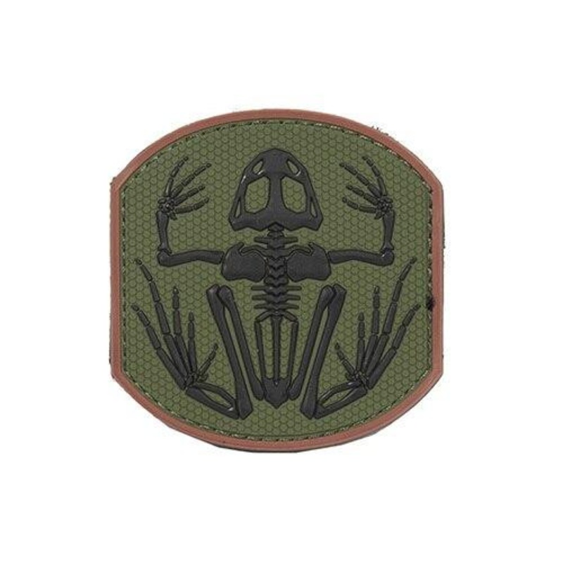 Frog Skeleton PVC Patch, OD Green & Black