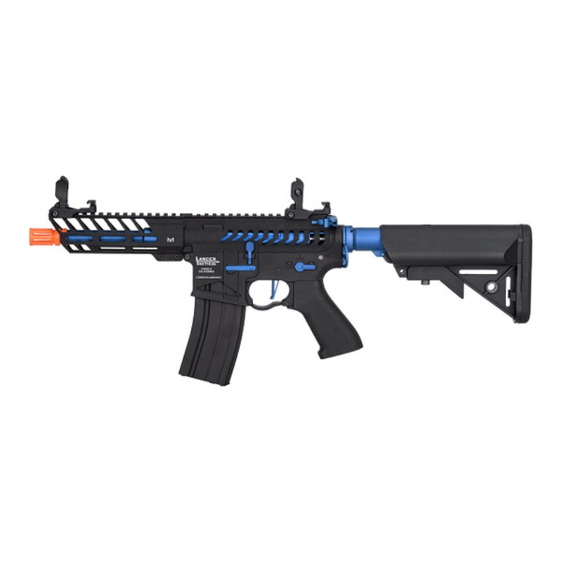 Lancer Tactical Enforcer Skeleton Airsoft AEG Rifle, Black/Navy Blue