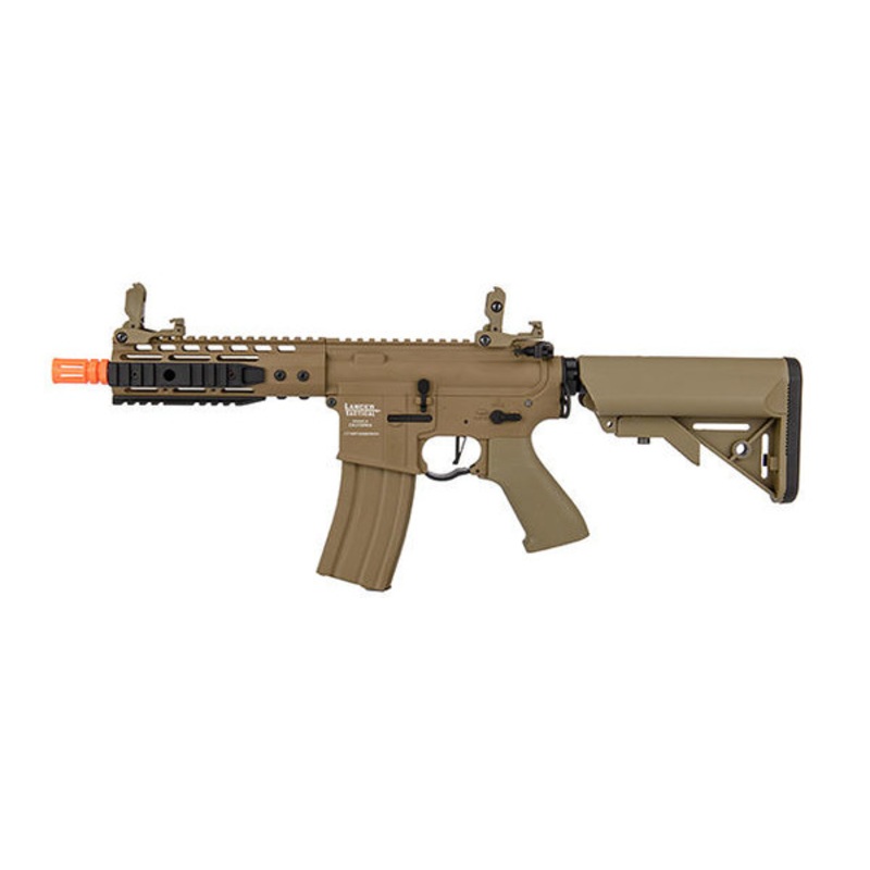 Lancer Tactical Proline 7 Keymod Rail w/ Picatinny M4 Carbine AEG Airsoft Rifle, Tan