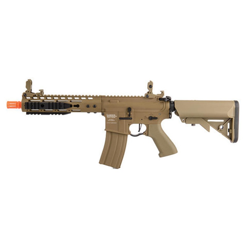 Lancer Tactical Proline 9 Keymod Rail w/ Picatinny M4 Carbine AEG Airsoft Rifle, Tan