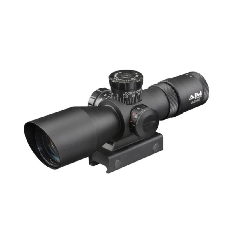 AIM Sports 3-9X40 Dual Illuminated  Scope with Mil-Dot Reticle, Black