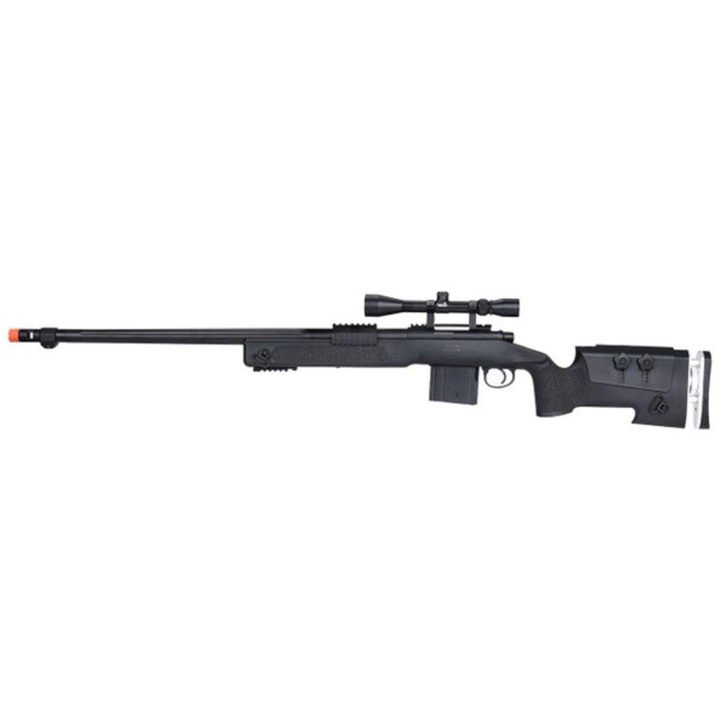 WellFire MB4417 M40A3 Bolt Action Airsoft Sniper Rifle w/ Scope, Black