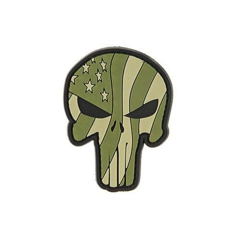 G-Force Punisher Flag Green Waving US Flag Punisher PVC Morale Patch