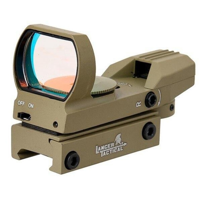 Lancer Tactical 4 Reticle Red Control Reflex Sight, Tan