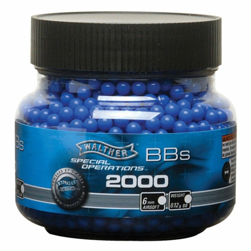Walther 0.12g 6mm Airsoft BBs, Blue, 2000ct Bottle