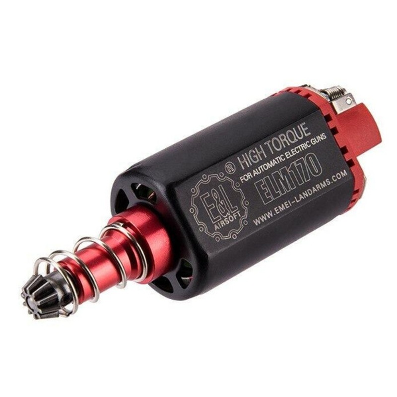 E&L Airsoft M170 High Torque Long Type Motor, Black / Red