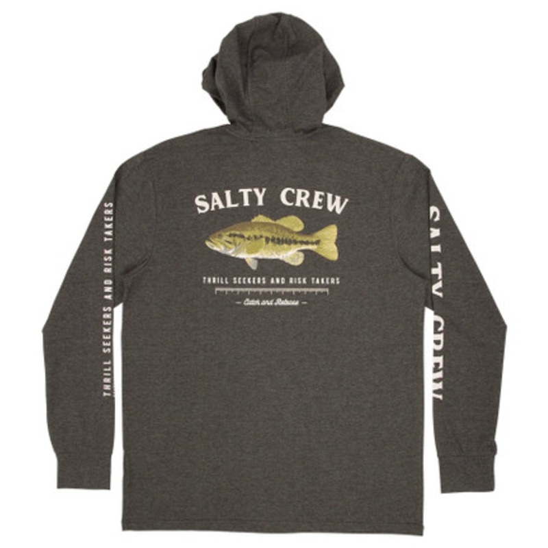 Salty Crew Green Bass Hood Tech T-Shirt – Charcoal – L