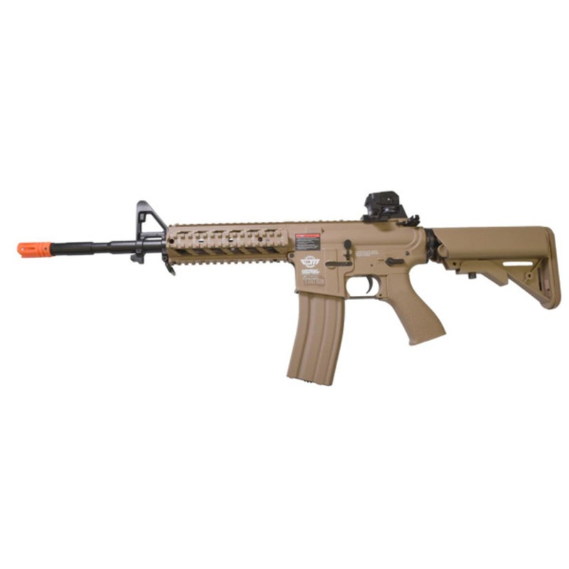 G&G Combat Machine CM16 Raider-L AEG Airsoft Rifle Combo, Tan