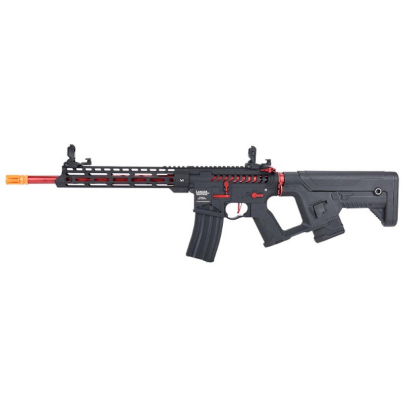 Lancer Tactical Enforcer Series BLACKBIRD Skeleton ProLine Low FPS Airsoft Rifle w/ Alpha Stock, Black/Red