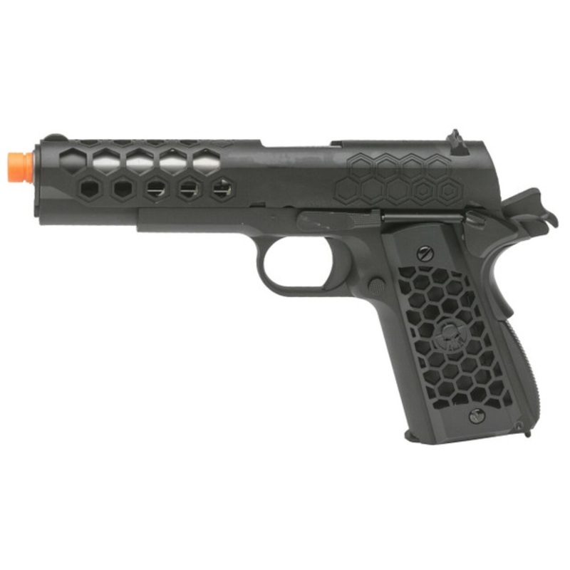 WE Tech 1911 Hex Cut Gen 2 Gas Blowback Airsoft Pistol, Black