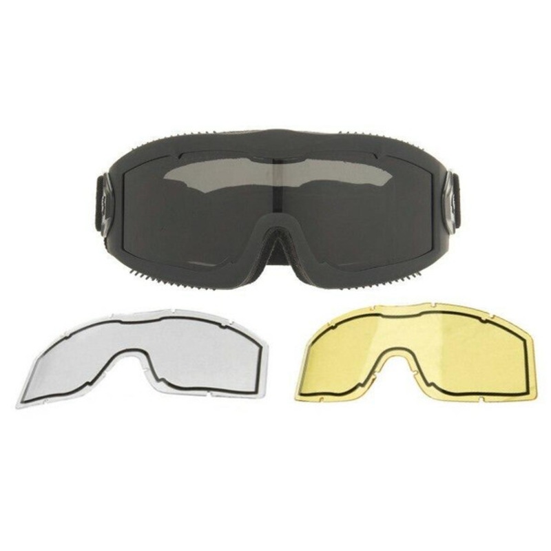 Lancer Tactical AERO Series Dual Pane Airsoft Goggles, Black w/ Smoked, Yellow, & Clear Lens