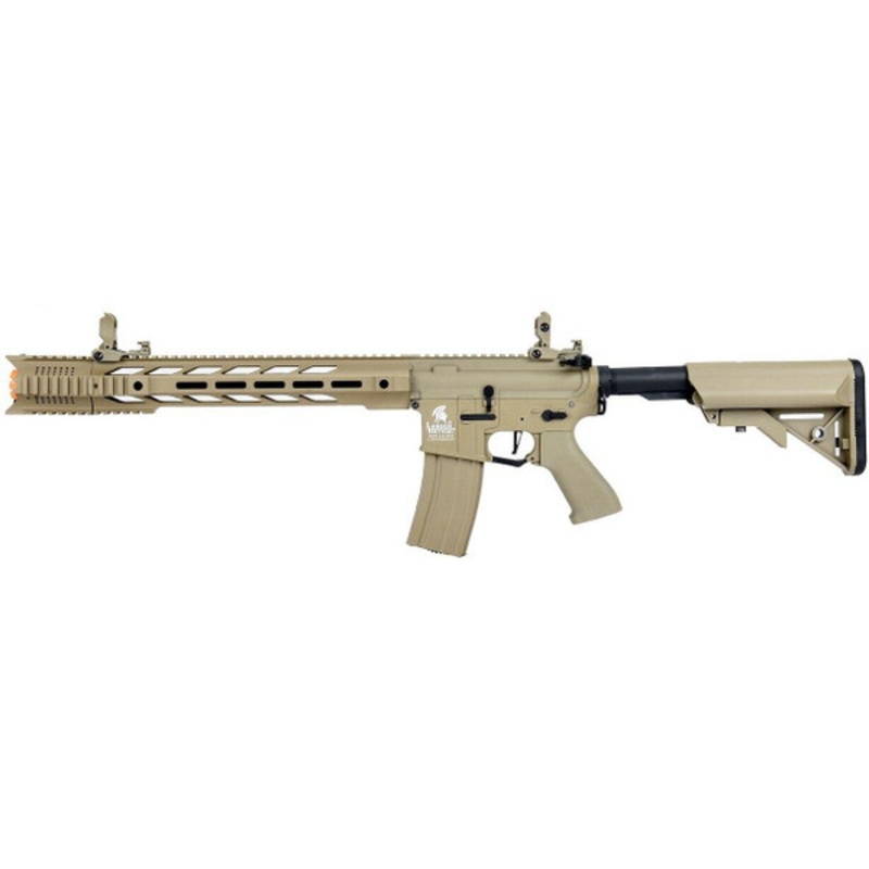 Lancer Tactical Interceptor SPR Hybrid Series High FPS AEG Airsoft Rifle, Tan