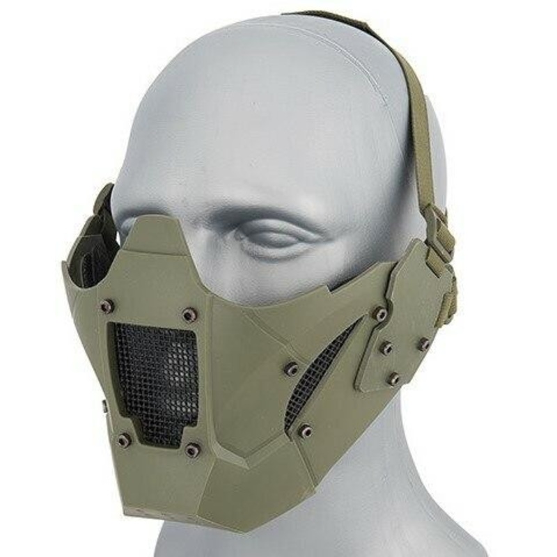 Mesh & Polymer Retro Mecha Lower Face Protection System, OD Green