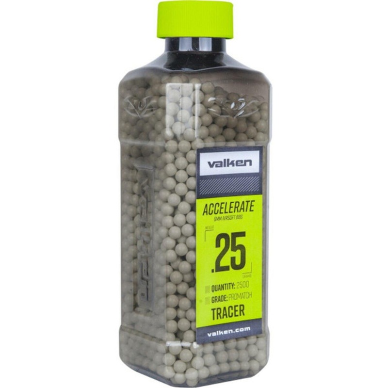 Valken Accelerate 0.25g BBs, 2500 CT., Tracer