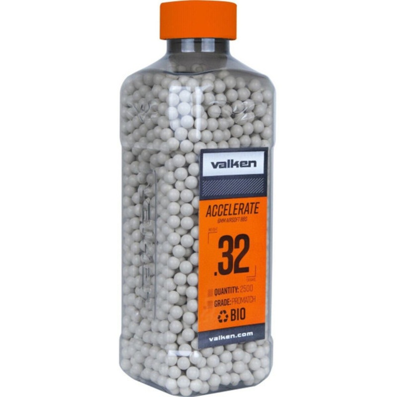 Valken Accelerate 0.32g BBs, 2500 CT., White, Bio