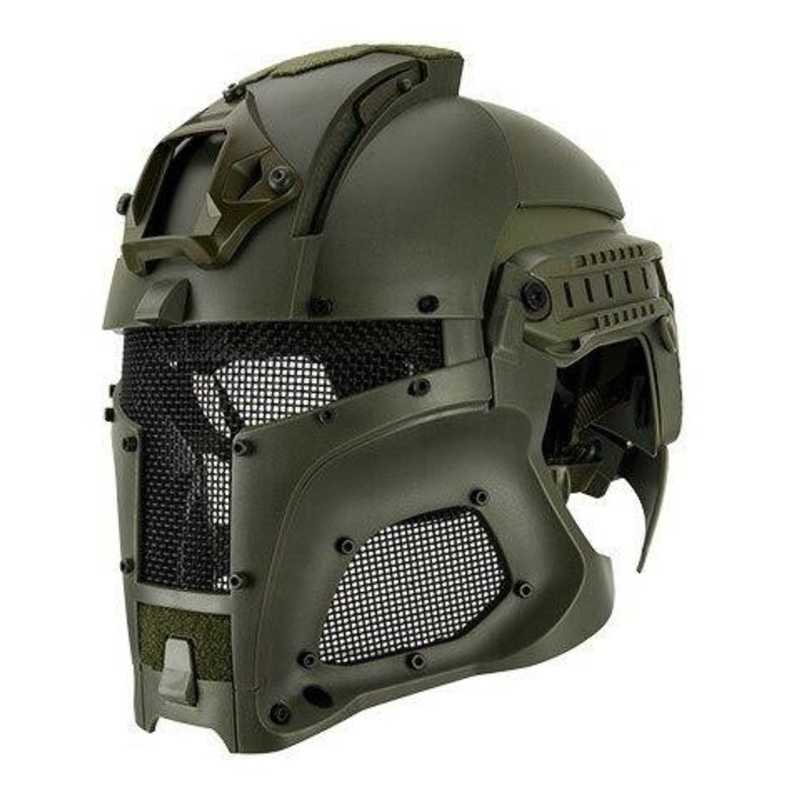 Interstellar Battle Trooper Full Face Airsoft Helmet, OD Green