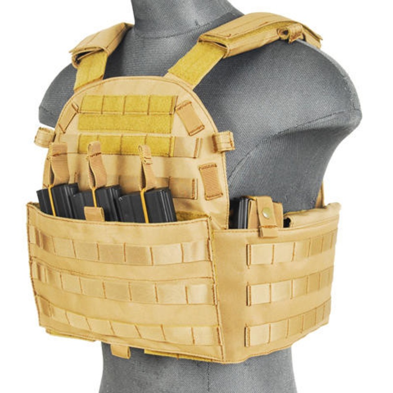 Lancer Tactical 311T2N 1000D Nylon Airsoft Molle Plate Carrier, Tan