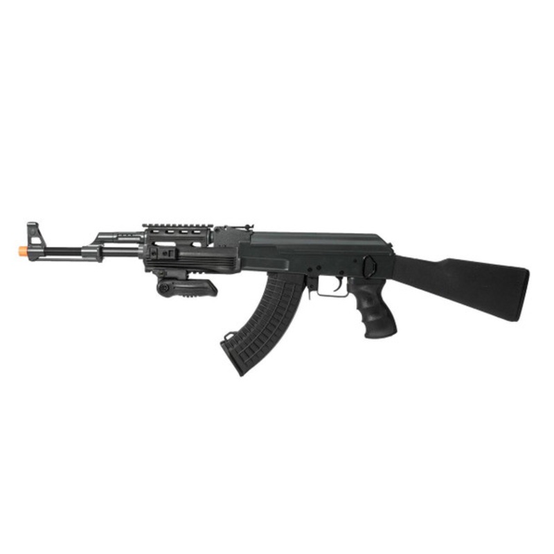 Lancer Tactical AK47 RIS AEG Airsoft Rifle w/ Foldable Foregrip, Black