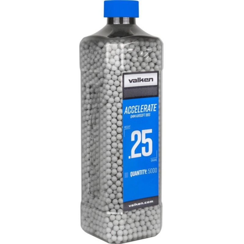 Valken Accelerate 0.25g BBs, 5000 CT., White