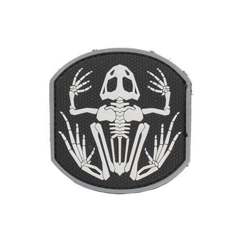 Frog Skeleton PVC Patch, Black & White