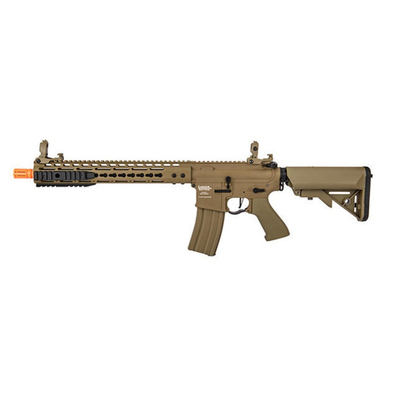 Lancer Tactical Proline 12 Keymod Rail w/ Picatinny M4 Carbine AEG Airsoft Rifle, Tan